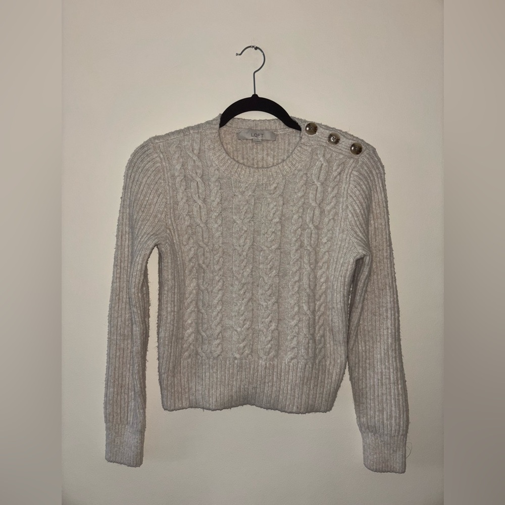 LOFT Women's Tan Cable Knit Sweater
